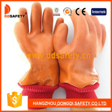 Orange PVC Glatt / Sandy Finished Handschuh mit Acryl Boa Liner-Dpv113